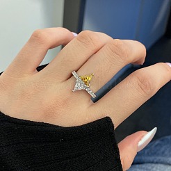 Rhombus rhodinierte 925 Sterling Silber Micro Pave Zirkonia Fingerringe für Damen&nbsp;RJEW-F168-02P