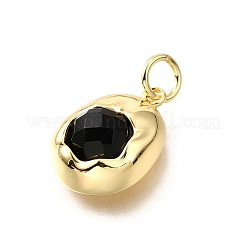 Natürlicher schwarzer Onyx (gefärbt und erhitzt) facettierte ovale Anhänger&nbsp;KK-V011-45B-G