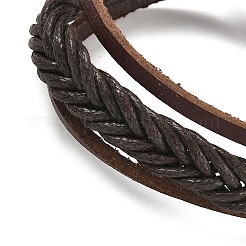 Einstellbare Lederband Multi-Strang-Armbänder&nbsp;BJEW-M169-06