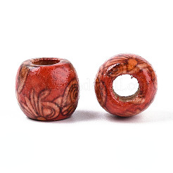 Cuentas de madera natural impresas&nbsp;WOOD-N018-07A