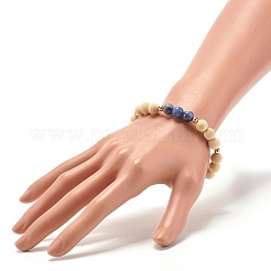 Bracelet extensible perles rondes bois naturel&nbsp;BJEW-JB07278