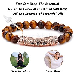 2 set di 2 bracciali elastici in occhio di tigre naturale tinto e riscaldato e pietre preziose&nbsp;BJEW-SW00092