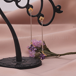 Orecchini pendenti in ottone con micro pavé di zirconi&nbsp;EJEW-EE0004-22GP-04