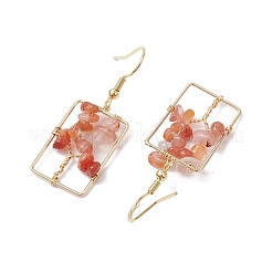 Pendientes colgantes de árbol con chips de ágata roja natural&nbsp;EJEW-JE05734-06