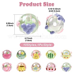 10 Stück 10 Stile DIY handgefertigte transparente Acryl-Emaille-Perlen&nbsp;MACR-FS0002-41
