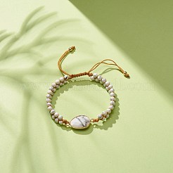 Braccialetto di perline intrecciate in howlite naturale e sintetica a goccia&nbsp;BJEW-JB08116-04