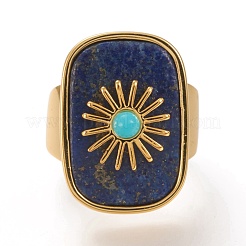Natürliche Manschettenringe aus Lapislazuli und Türkis&nbsp;RJEW-P016-01A-03G