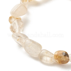 Braccialetto elastico per bambini con perline di apatite gialla naturale&nbsp;BJEW-JB07031-07