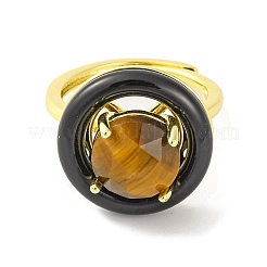 Anelli regolabili rotondi in ottone smaltato con placcatura a cremagliera&nbsp;RJEW-U004-01E-G