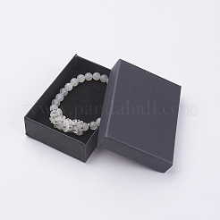 Bracciali elastici con perline in pietra di luna bianca naturale&nbsp;BJEW-JB03553-03
