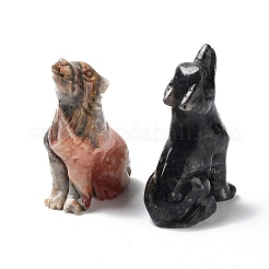 Aus natürlichem und synthetischem Edelstein geschnitzte Wolfsstatuen als Ornament&nbsp;G-P525-04