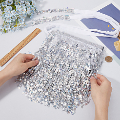 Polyester avec ceinture à paillettes et chaînes gourmettes&nbsp;AJEW-WH0166-70A