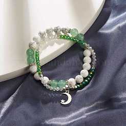 Bracciale multifilo con luna e stella&nbsp;BJEW-TA00033-02