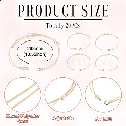 20 cordon en polyester ciré pour la fabrication de bracelets&nbsp;AJEW-TAC00098
