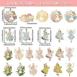 42 pièces 21 styles pendentifs en émail en alliage de placage de rack&nbsp;ENAM-SC0006-50