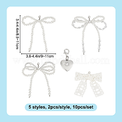 10 pz 5 stili lega strass e plastica ABS imitazione perla scarpe ciondoli&nbsp;HJEW-DR00096