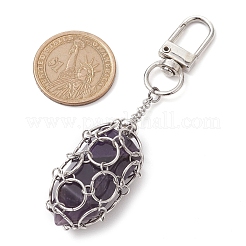 Pochette à chaîne en acier inoxydable 304 avec pendentif en pierres précieuses naturelles&nbsp;HJEW-JM01888-01