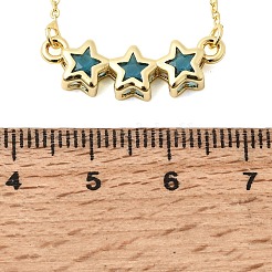Colliers pendentifs triple étoile en laiton et verre&nbsp;KK-CBAB173-03G-12