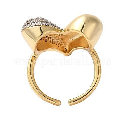 Anelli per polsini da donna in ottone con micro pavé di zirconi cubici&nbsp;RJEW-G325-12GP