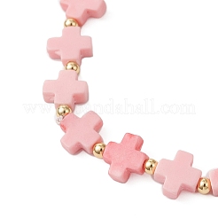 Braccialetti elastici con perline tinte in corallo sintetico per uomo e donna&nbsp;BJEW-JB12145-02