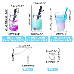 Kit fai da te per realizzare 23 paio di orecchini pendenti a tema tè al latte&nbsp;DIY-PH0002-25