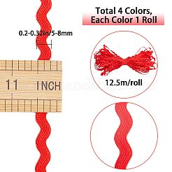 4 Stränge 4 Farben Polyester Welle Biege Fransenbesatz&nbsp;OCOR-GF0002-43C