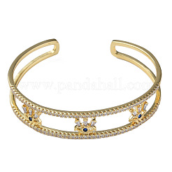 Bracelet manchette ouvert mauvais œil zircon cubique&nbsp;BJEW-N012-038