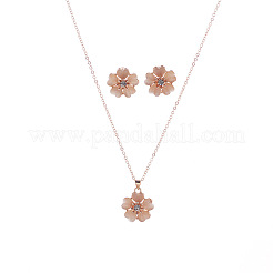 Halsketten-Sets mit Katzenaugen-Anhänger und Ohrstecker aus Blumenlegierung&nbsp;FS-WG11189-01