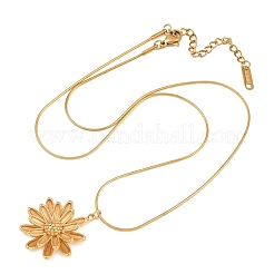 Colliers pour femmes avec pendentif fleur en acier inoxydable 304 et chaîne serpent ronde&nbsp;NJEW-G188-02G