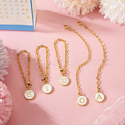 5 Stück 5 Stile flach rund mit Buchstabenlegierung Emaille Weinglas Charms&nbsp;HJEW-TA0001-14
