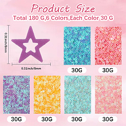 180 g de cuentas de lentejuelas de plástico de 6 colores&nbsp;PVC-CP0001-04