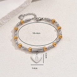 Braccialetti con ciondolo a forma di cuore in acciaio inossidabile 201 con San Benedetto&nbsp;WP9367-2