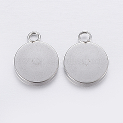Pendentifs cabochons en acier inoxydable 201 résistants au ternissement&nbsp;STAS-P198-17-8mm
