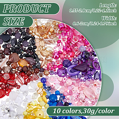 300g 10 Farben Acrylperlen&nbsp;SACR-ME0001-03