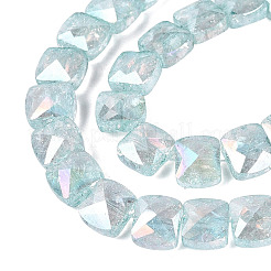 Galvanoplastie brins de perles de verre craquelées transparentes&nbsp;EGLA-Q135-02A-B02
