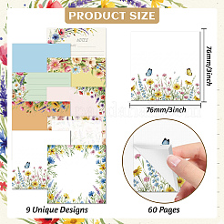 9 pcs 9 styles de notes autocollantes en papier&nbsp;AJEW-WH0867-004