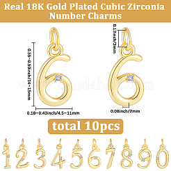 10 pz 10 stili ottone micro pavé zirconi cubici trasparenti ciondoli&nbsp;KK-BBC0025-92