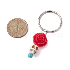 Porte-clés résine fleur & turquoise synthétique&nbsp;KEYC-JKC00823