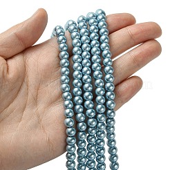 Fili di perle rotonde di perle di vetro tinto ecologico&nbsp;HY-A008-6mm-RB006