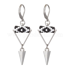 Triangolo con occhio orecchini a leva con perline di semi di vetro e ottone&nbsp;EJEW-MZ00452-05