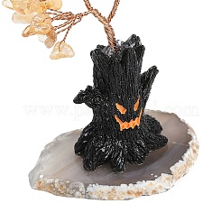 Tema halloween scaglie di quarzo giallo naturale decorazioni albero della vita&nbsp;DJEW-B013-02E