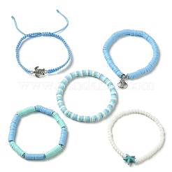 Set di braccialetti elastici da surfista heishi in argilla polimerica 5 pz 5&nbsp;BJEW-TA00370