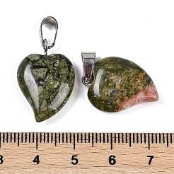 Natürliche Unakit-Herzanhänger&nbsp;G-H073-03P-10