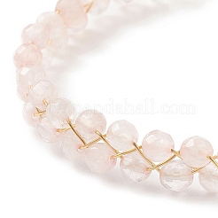 Bracelet coulissant perlé à double couche de quartz rose naturel&nbsp;BJEW-JB08971-02