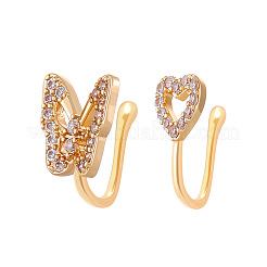 Schmetterling Herz Messing Micro Pave klare Zirkonia Clip auf Nasenringe&nbsp;FS-WGAE293-02