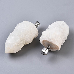 Pendentifs en agate druzy naturelle brute électrolytique brute&nbsp;G-S359-274E