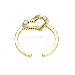 Bague manchette ouverte coeur zircone cubique&nbsp;RJEW-N035-111