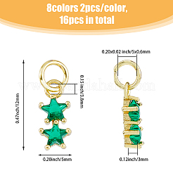 16 breloque en laiton et zircone cubique 8 couleurs&nbsp;KK-DC0003-77