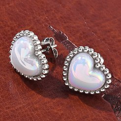 Boucles d'oreilles à tige en forme de cœur en acier inoxydable 304 pour femmes&nbsp;EJEW-Z095-02P