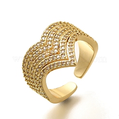 Gestellplattierung Messing Mikropflaster klare Zirkonia Manschettenfingerringe für Frauen&nbsp;RJEW-M028-26G